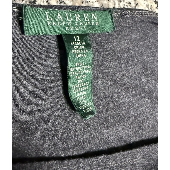Lauren Ralph Lauren Size 12 Charcoal Gray Gathered Cap Sleeves NWT - Picture 9 of 10